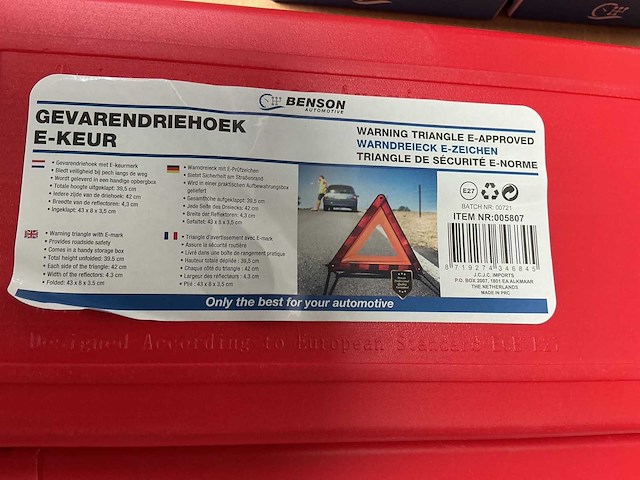 Benson gevarendriehoek (5x) - afbeelding 1 van  1