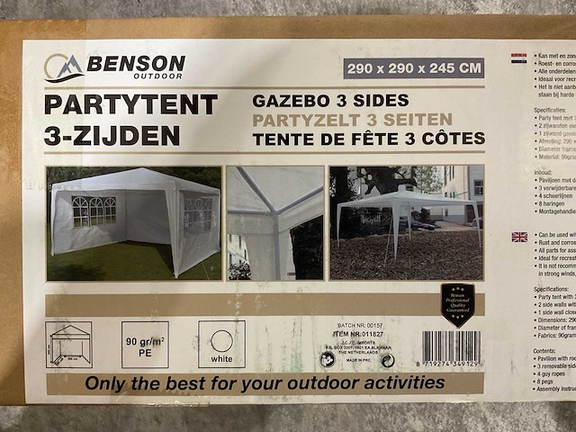 Benson outdoor 3-zijden 0011827 partytent - afbeelding 1 van  18