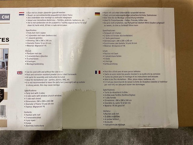 Benson outdoor 3-zijden 0011827 partytent - afbeelding 3 van  3