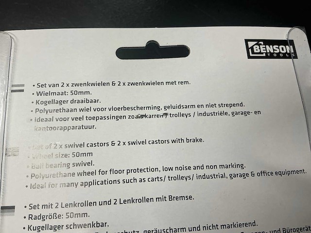 Benson swivel castor zwenkwiel (4x) - afbeelding 6 van  6