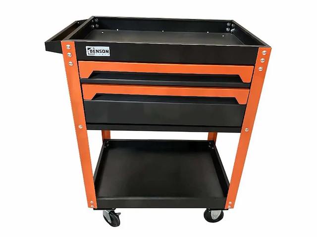 Benson tools gereedschapswagen demonteerbaar / tool trolley - 2 laden - oranje/zwart - afbeelding 2 van  4