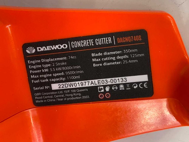 Benzine betonzaag - deawoo dacnq740s - afbeelding 5 van  18