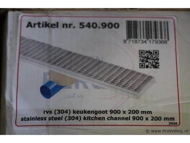 Berg afvoerputten keukengoot, rvs | 900x200mm | nieuw in doos - afbeelding 1 van  2