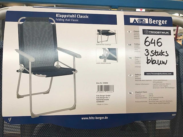 Berger classic campingstoel (3x) - afbeelding 4 van  4