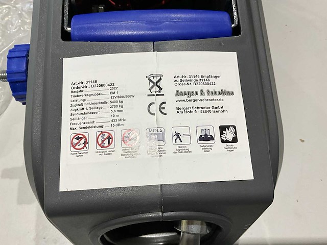 Berger & schröter 2,7 ton lier met afstandsbediening - afbeelding 5 van  5