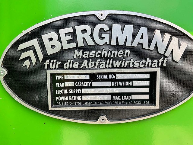 Bergmann roto compactor ps r 1250 afvalpers - afbeelding 2 van  5