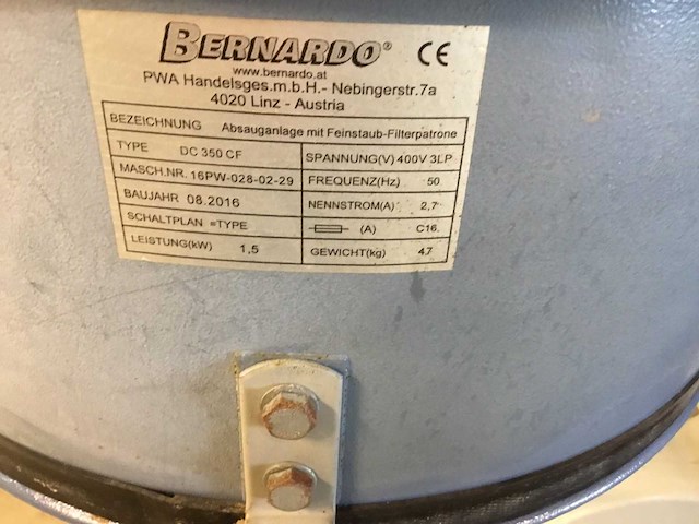 Bernardo dc 350 cf filter afzuiginstallatie - afbeelding 5 van  6