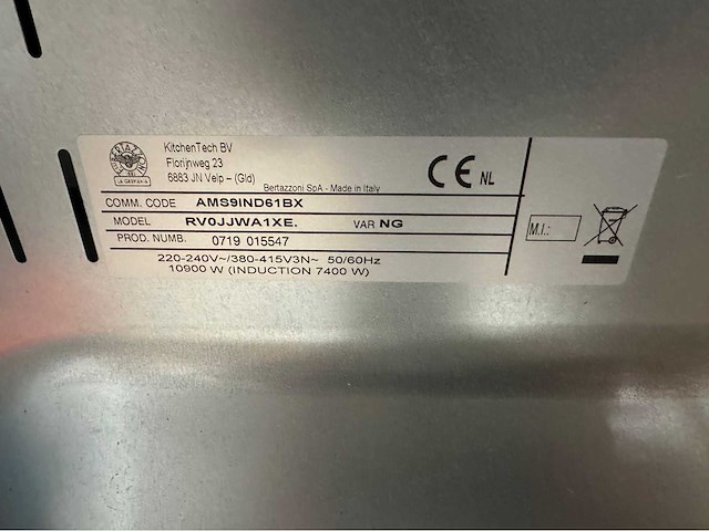 Bertazzoni ams9ind61bx inductie fornuis - afbeelding 9 van  10
