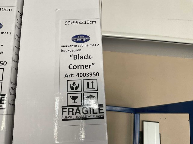 Best design black corner douchecabine hoekinstap 90 cm - afbeelding 3 van  4