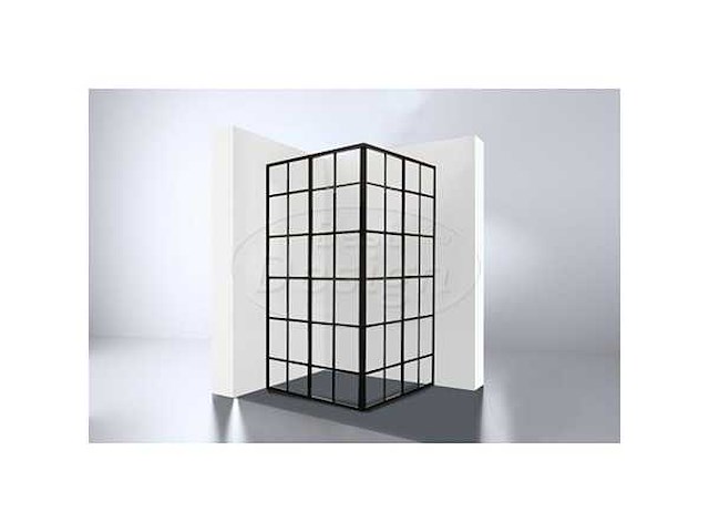 Best design black corner douchecabine hoekinstap 99x99 cm - afbeelding 1 van  2