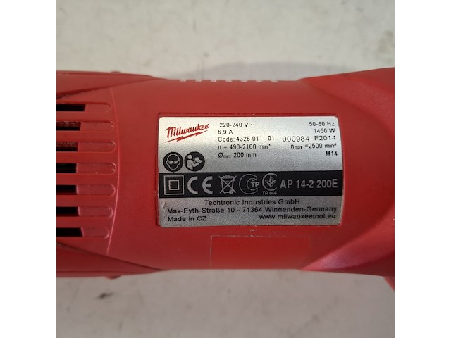 Betonschuurmachine en poetsmachine, carat en milwaukee, ap 14-2 200e - afbeelding 2 van  12