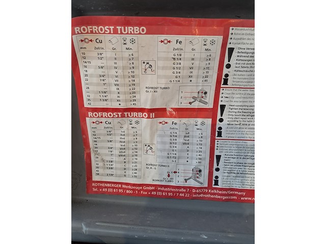 Bevriezingsset 230v rothenberger, rofrostturbo 1.1/4", bouwjaar 2017 - afbeelding 2 van  4