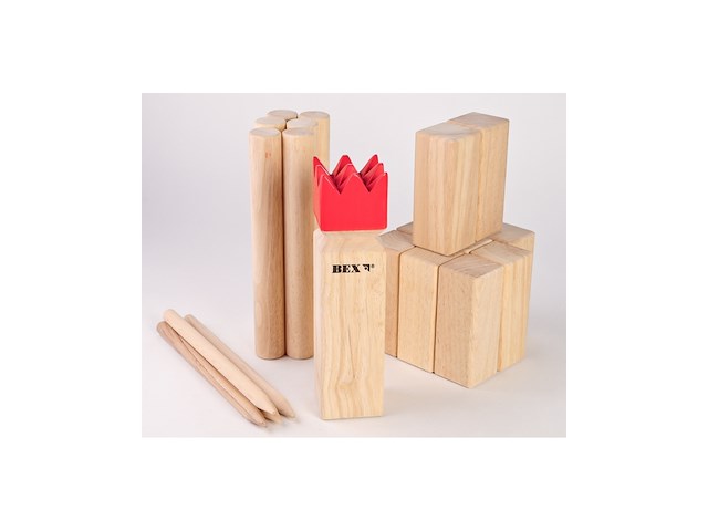 Bex kubb viking original rode koning rubberhout - afbeelding 2 van  4
