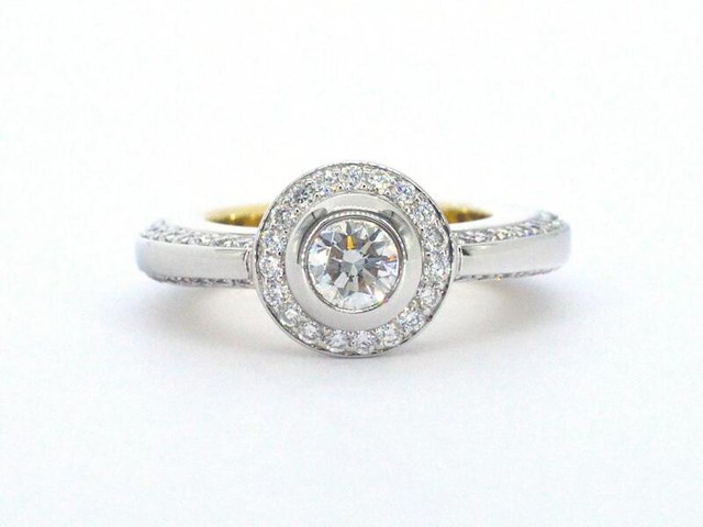 Bi-colour design ring met 100 natuurlijke diamanten - afbeelding 1 van  10