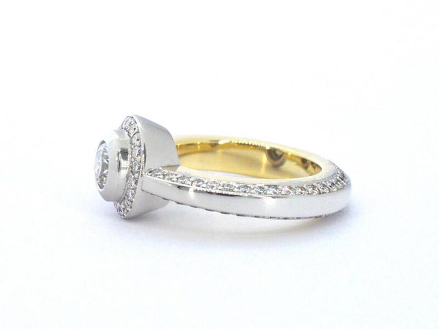 Bi-colour design ring met 100 natuurlijke diamanten - afbeelding 5 van  10