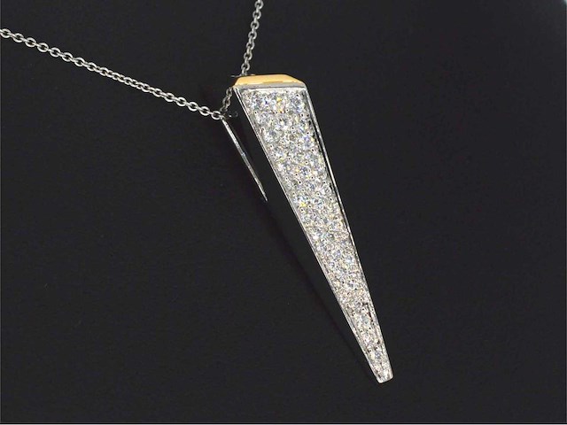 Bi-colour designer hanger met hoge kwaliteit diamant - afbeelding 4 van  9