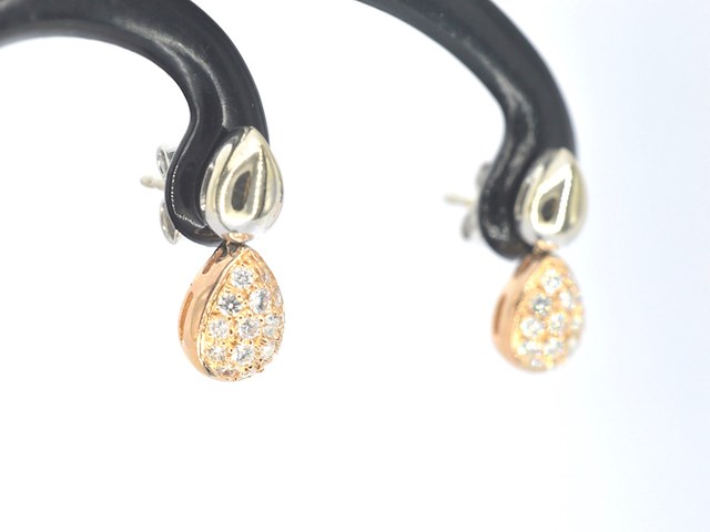 Bicolour oorbellen met diamant - afbeelding 3 van  8