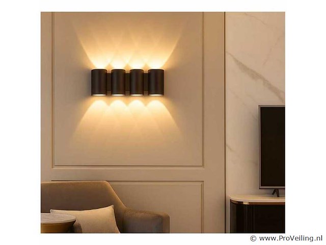 Bidirectionele led wandlamp sw-47-4 – 8w – ip54 – zwart (x4) - afbeelding 1 van  4
