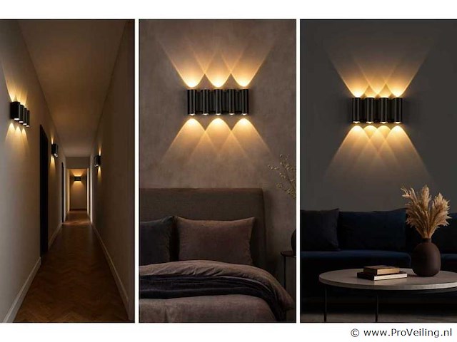 Bidirectionele led wandlamp sw-47-4 – 8w – ip54 – zwart (x8) - afbeelding 2 van  4