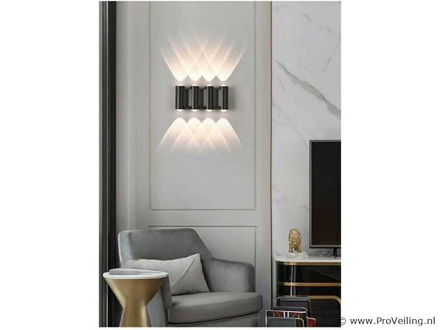 Bidirectionele led wandlamp sw-47-4 – 8w – ip54 – zwart (x8) - afbeelding 3 van  4