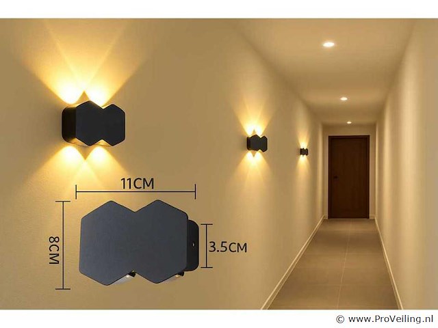 Bidirectionele led wandlamp sw-51-2 – 4w – ip54 – zwart (x4) - afbeelding 3 van  4