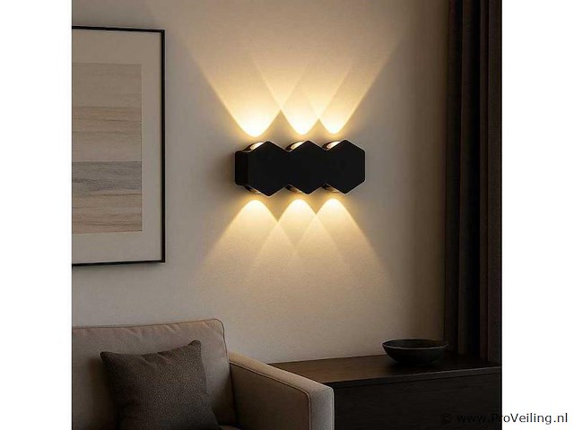 Bidirectionele led wandlamp sw-51-3 – 6w – ip54 – zwart (x4) - afbeelding 1 van  4