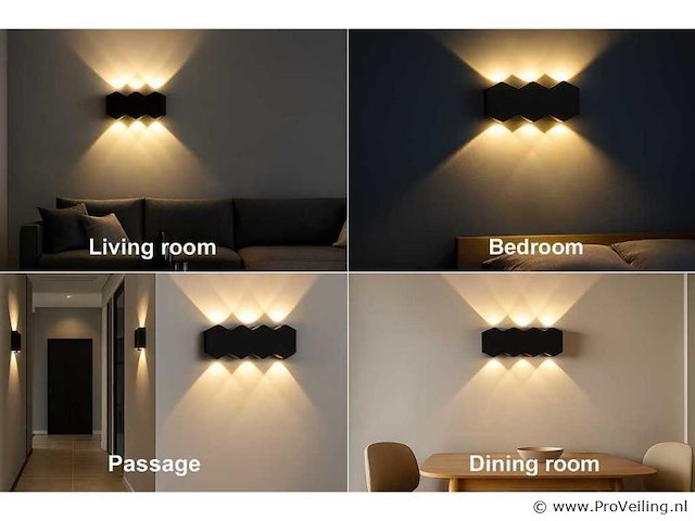 Bidirectionele led wandlamp sw-51-4 – 8w – ip54 – zwart (x4) - afbeelding 5 van  5