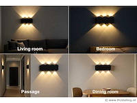 Bidirectionele led wandlamp sw-51-4 – 8w – ip54 – zwart (x4) - afbeelding 5 van  5