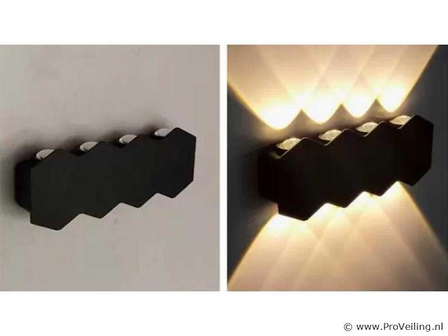 Bidirectionele led wandlamp sw-51-4 – 8w – ip54 – zwart (x8) - afbeelding 3 van  5