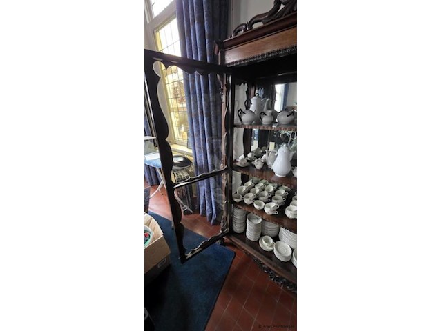 Biedermeier mahoniehouten 2-deurs vitrinekast, antiek - afbeelding 2 van  2