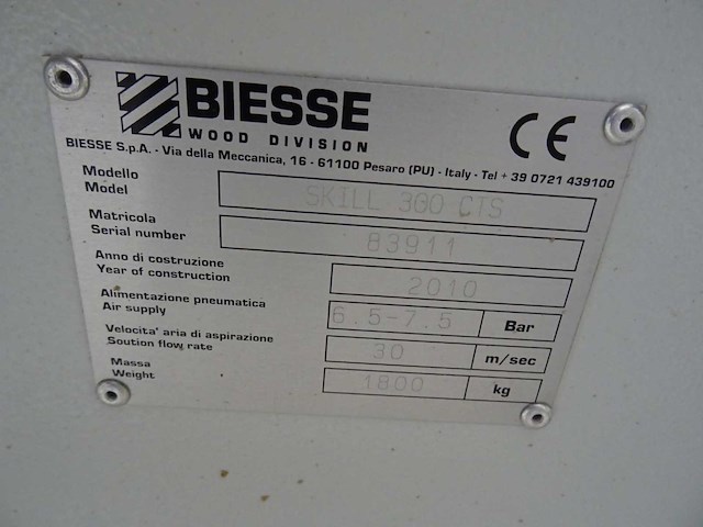 Biesse - 2010 - skill 300 k3 - cnc-bewerkingscentrum - afbeelding 6 van  26