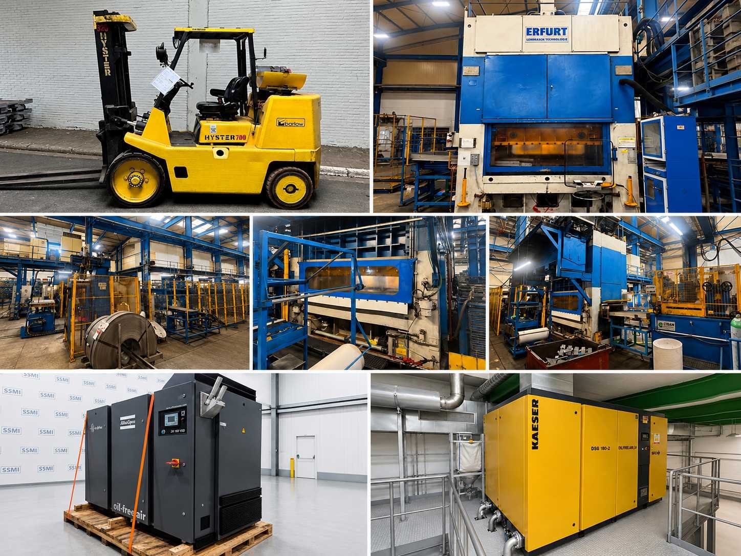 Big machinery, forklifts, compressors and welding equipment