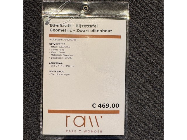 Bijzettafel, etnicraft, geometric, zwart - afbeelding 2 van  4