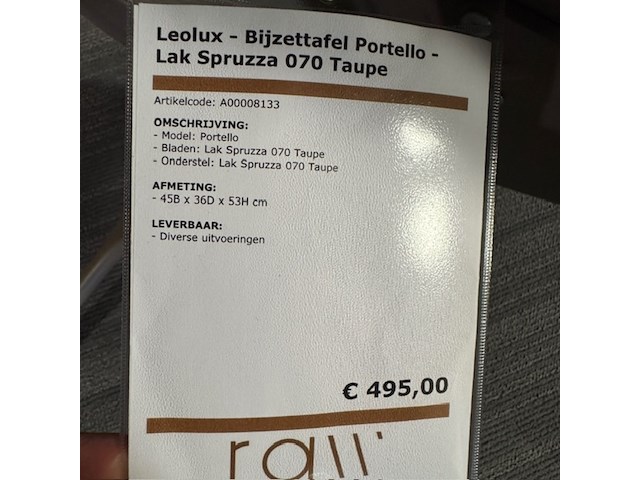Bijzettafel leolux, portello, taupe - afbeelding 2 van  4
