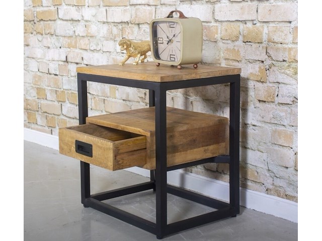 Bijzettafel mangohout/stealframe - afbeelding 2 van  2
