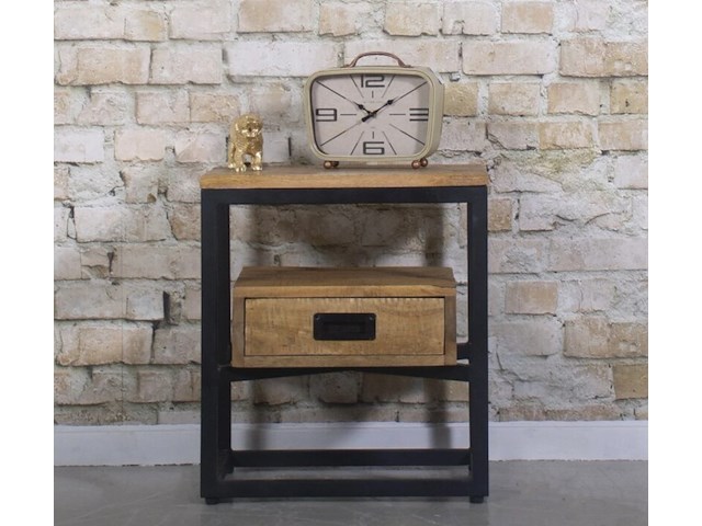 Bijzettafel mangohout/stealframe - afbeelding 1 van  2