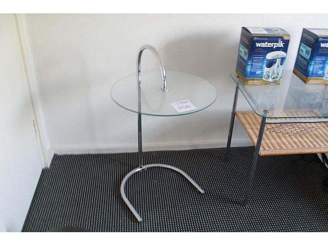 Bijzettafel met glazen blad. doorsnede 40 cm. - afbeelding 1 van  2