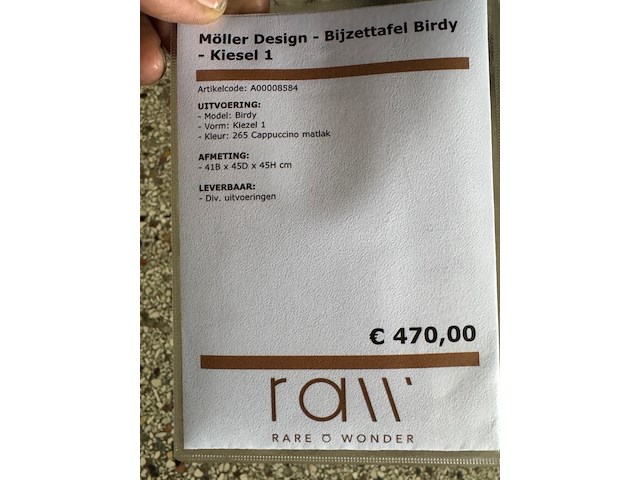Bijzettafel, moller design, birdy, kiezel - afbeelding 2 van  4