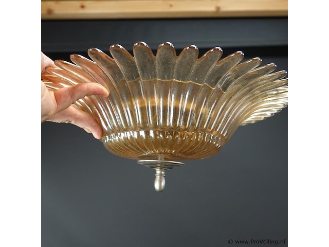 Bijzonder fraaie iriserend glazen plafonniere - afbeelding 4 van  5