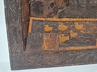 Bijzonder vintage houten wandreliëf – handgemaakt – indonesische minangkabau-stijl – 20e eeuw - afbeelding 8 van  12