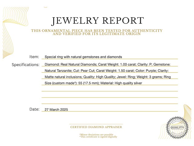 Bijzondere ring met natuurlijke edelstenen en diamant - afbeelding 3 van  5