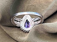 Bijzondere ring met natuurlijke edelstenen en diamant - afbeelding 3 van  6