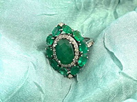 Bijzondere ring met natuurlijke edelstenen en diamant - afbeelding 4 van  8