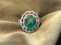 Bijzondere ring met natuurlijke edelstenen en diamant - afbeelding 1 van  7