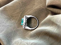 Bijzondere ring met natuurlijke edelstenen en diamant - afbeelding 2 van  7