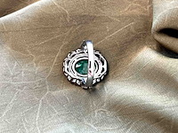 Bijzondere ring met natuurlijke edelstenen en diamant - afbeelding 3 van  7