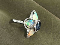 Bijzondere ring met natuurlijke edelstenen en diamant - afbeelding 4 van  6