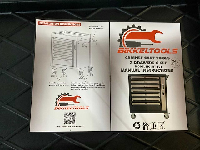 Bikkeltools 246 pcs gereedschapswagen - afbeelding 3 van  16