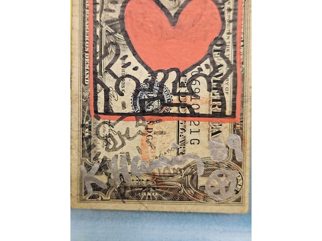Biljet 1 dollar, pop art, stift, 1989 - afbeelding 3 van  3