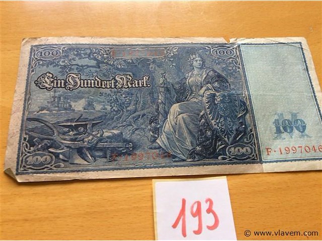 Biljet 100 duitse mark 1910. - afbeelding 2 van  2